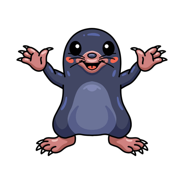 Vector illustration of Cute little mole cartoon raising hands - Vector, Image
