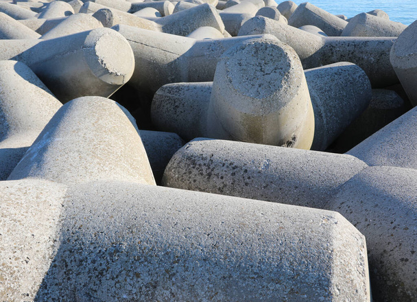 many Y-shaped reinforced concrete breakwaters for protection against storm surges - Photo, Image