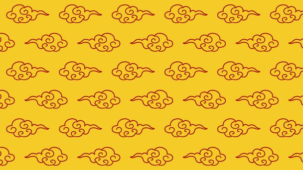 Wolkenpatroon illustratie van traditionele Chinese stijl patroon. Een eenvoudige lijn tekening wolk patroon illustratie die kan worden gebruikt als een ontwerp achtergrond. - Foto, afbeelding
