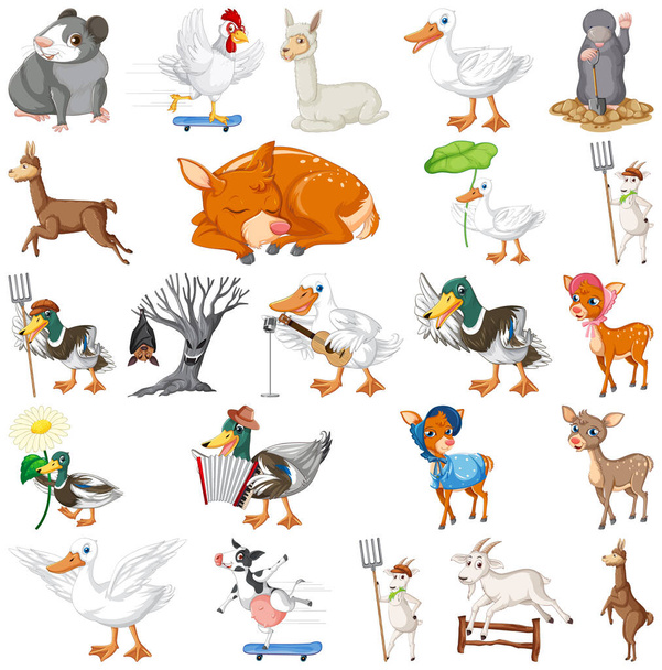 Conjunto de diferentes niños de animales ilustración - Vector, imagen