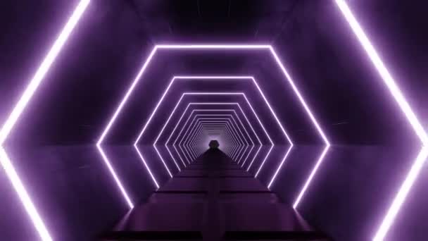 Flight in abstract sci-fi tunnel seamless loop. Futuristic motion graphics, high tech background - Footage, Video