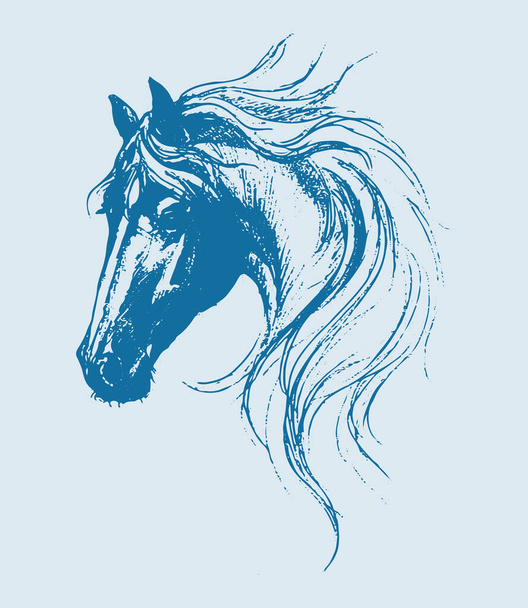 Drawing or Sketch of running Horse outline editable illustration - Διάνυσμα, εικόνα