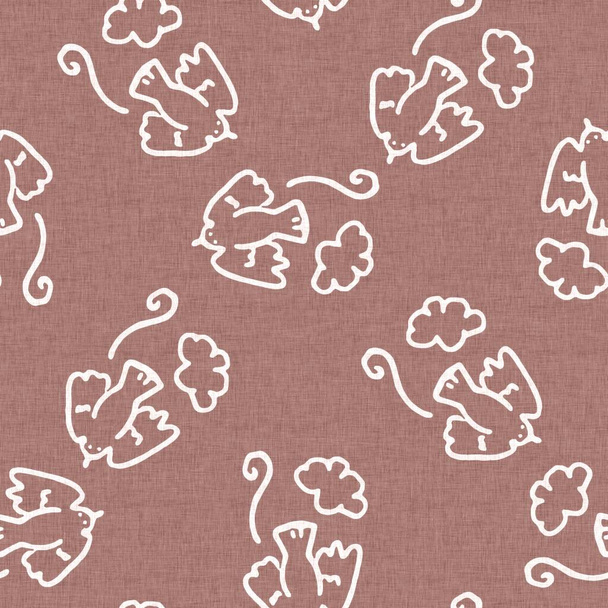 Calm newborn minimal bird seamless pattern. Gender neutral baby nursery decor background. Scandi style sketch wallpaper background tile or toddler inclusive apparel fashion. - Photo, Image