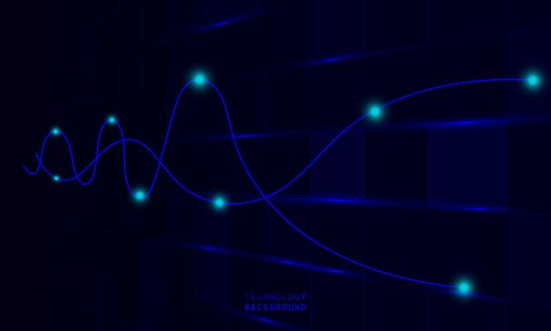 Αφηρημένη έννοια της τεχνολογίας φόντο σύνδεσης σωματιδίων με μπλε φώτα. μπλε χρώμα αφηρημένη οθόνη, hi speed internet τεχνολογία.  - Διάνυσμα, εικόνα