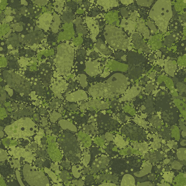 Decorative flecktarn camouflage pattern background. Original clothing style masking camo repeat print. Green halftone colors texture. Vector illustration. - Vector, Imagen