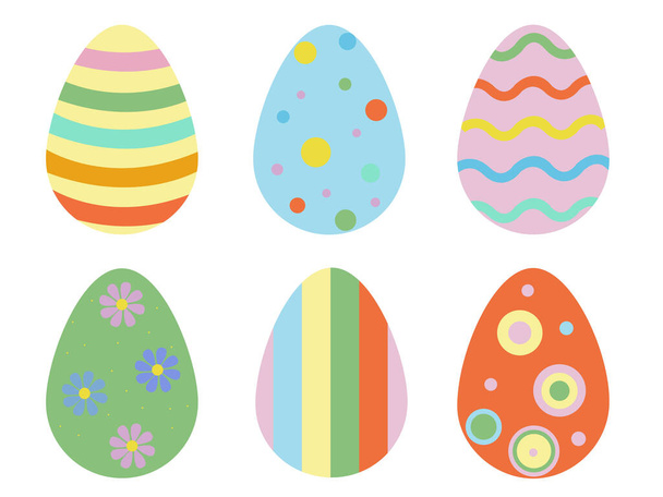 Beyaz üzerinde izole edilmiş renkli paskalya yumurtalarının çizimi - Vektör, Görsel