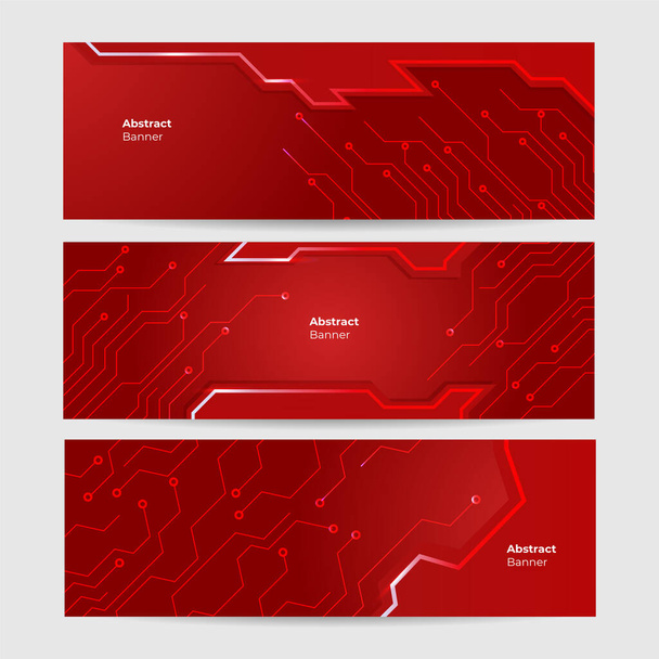 Technology global red wide banner design background - Vettoriali, immagini