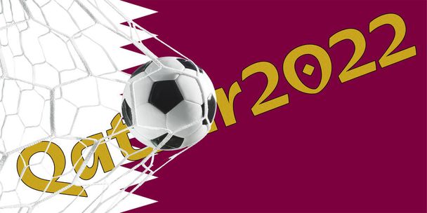 Katar futball 2022. 2022-es világbajnokság. Zászlós a világ témájáról 2022. Tervezz térrel. Katar lobogója. - Fotó, kép