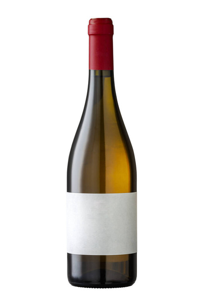 Wine bottle isolated with blank label for your text or logo - Photo, Image