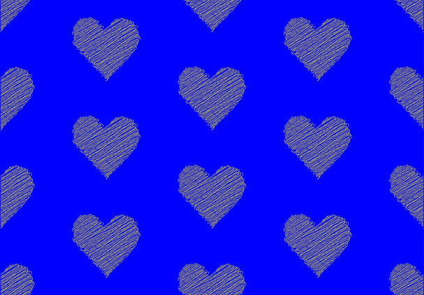 Sárga szívek zökkenőmentes mintázata kék háttérrel. Az ukrán zászló színei. - Vektor, kép
