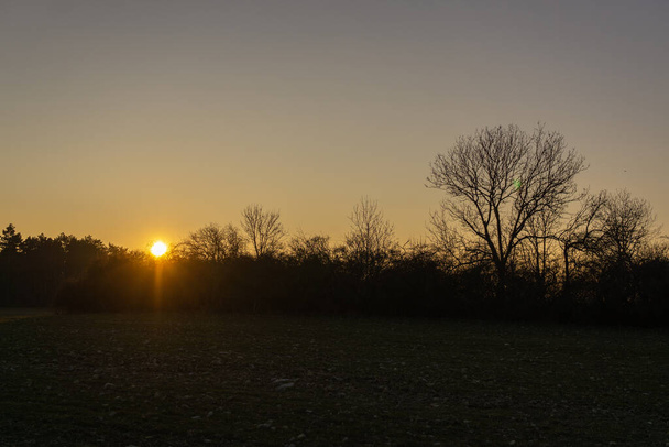 Landscape at sunset in winter without snow - Zdjęcie, obraz