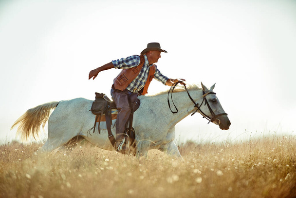 Yeeha. A cowboy on his horse. - Photo, Image