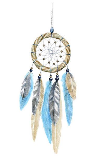 Dream catcher painted watercolor. Talisman, which has long been used by the Indians of North America. - Foto, immagini
