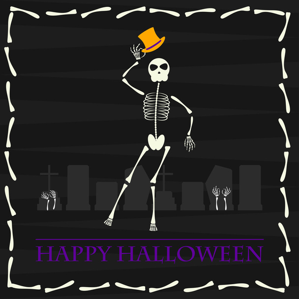 Halloween vector background with skeletons - Вектор,изображение