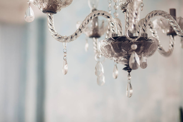 Chrystal chandelier close-up. Glamour background with copy space - Photo, Image