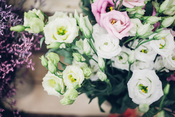 Colorful bouquet of summer flowers, closeup shot - Foto, Imagem