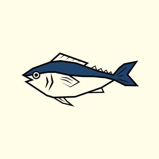 Salmón peces vector de dibujos animados. Salmón sobre fondo azul. - Vector, imagen