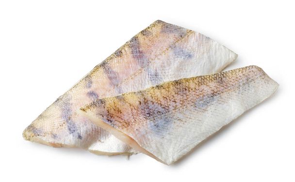 fresh raw zander fillet isolated on white background, top view - Photo, Image