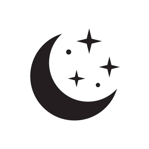 Ícone Lua com Estrelas sobre fundo branco. Estilo minimalista. - Vetor, Imagem