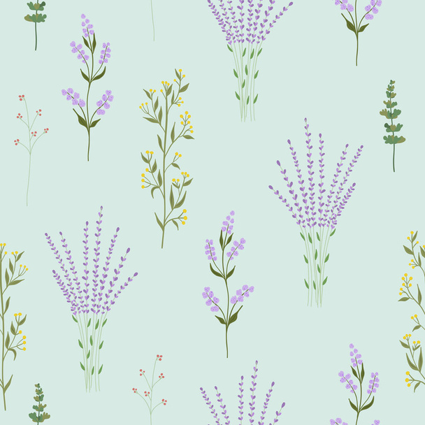 Seamless flower pattern. Bright floral background with blossoms and blooms print. Colored flat vector illustration for textile. Repeating texture design - Вектор, зображення