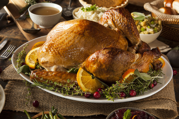 Whole Homemade Thanksgiving Turkey - 写真・画像