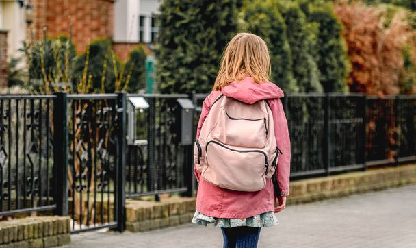 Schoolgirl walking at street - Foto, immagini
