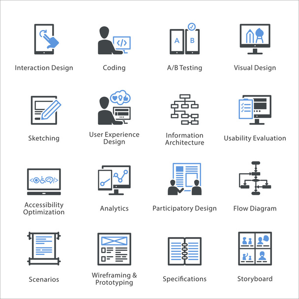 Web Usability & Accessibility Icons Set 2 - Bleu Series - Vector, Image