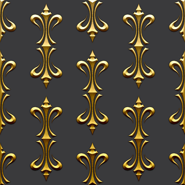 Luxurious 3D background with golden pattern for use on happy birthday cards, wedding invitations. Interior design. - Photo, Image