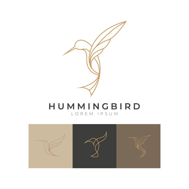Collection of Hummingbird icon logo vector with modern luxury line gold color concept. - Vector, Image