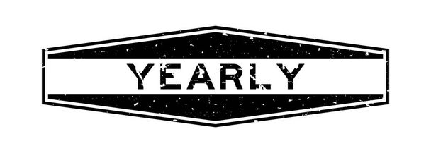 Grunge zwart jaarlijks woord zeshoek rubber zegel stempel op witte achtergrond - Vector, afbeelding