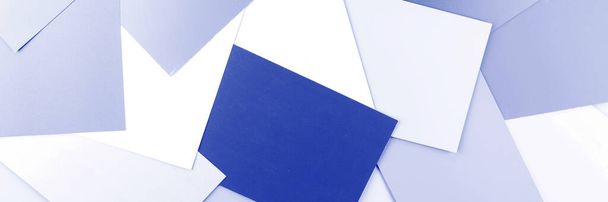 Fundo panorâmico de folhas de papel azul. Muitas folhas de papel azul - Foto, Imagem
