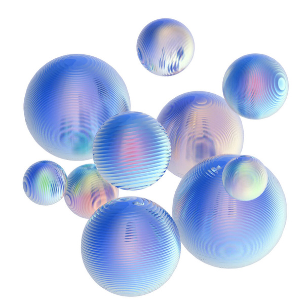 3D metal steel balls pastel gradient color isolated modern background. Abstract round geometric shape object illustration render. - Fotoğraf, Görsel