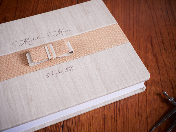 hancrafted wedding book - close up - Photo, image