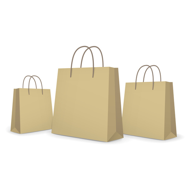 blank paper bags set in brown - Vektor, kép