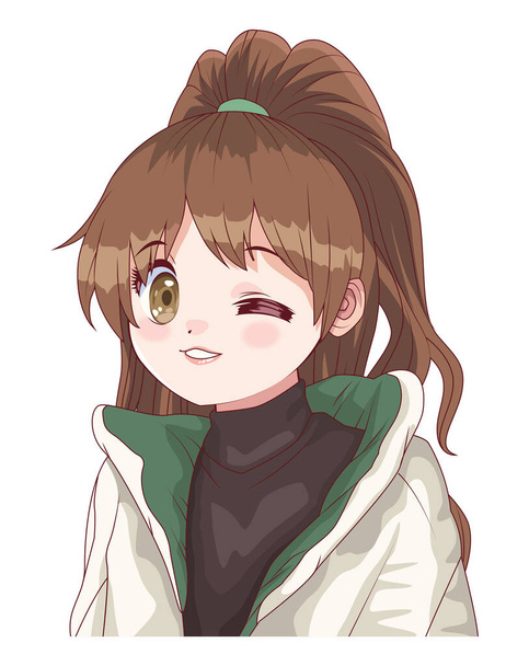 šťastný dívka anime styl - Vektor, obrázek
