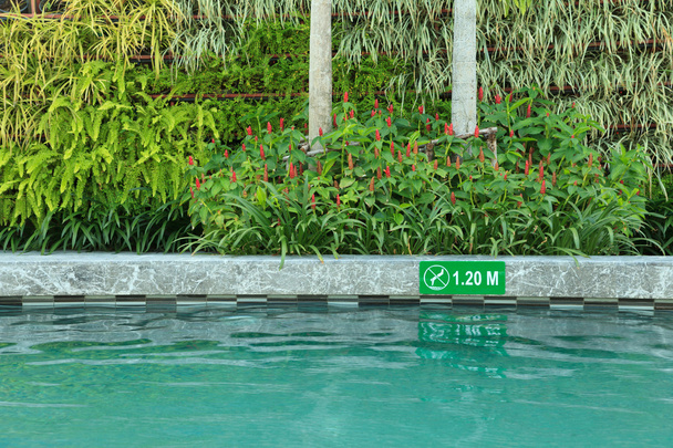 kein Sprungschild neben dem Schwimmbad - Foto, Bild