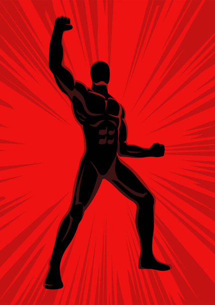 ポーズをパワーアップするための筋肉の男性フィギュアのシンプルなフラットベクトルイラスト - ベクター画像