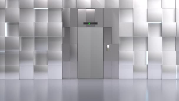 Metalik asansör ya da yolcu asansörü 4K görüntülerini açar ve kapatır - Video, Çekim