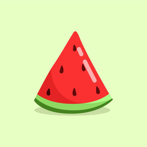 Illustration vector graphic of Watermelon. Watermelon flat style isolated on a green background. The illustration is suitable for web landing pages, banners, flyers, stickers, cards, etc. - Вектор,изображение