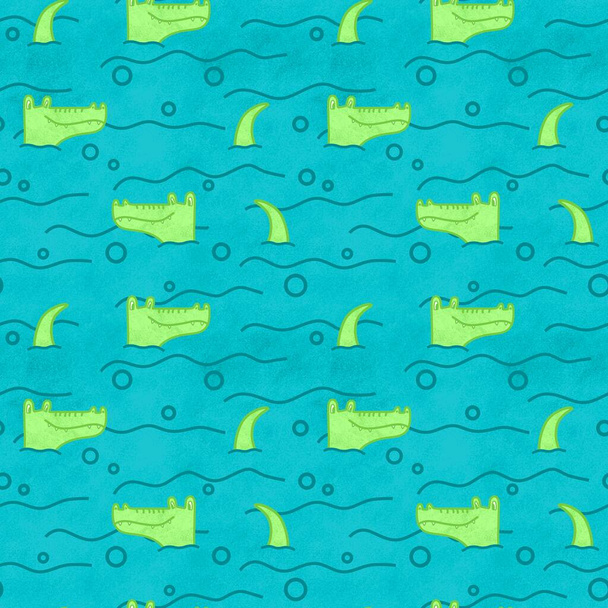 Kids seamless crocodile pattern for fabrics and textiles and packaging and gifts and cards and linens and wrapping paper - Fotografie, Obrázek
