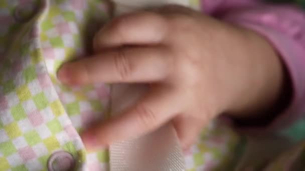 カムに刻まれた新生児の小さなペンのクローズアップ. - 映像、動画