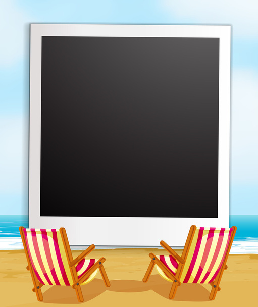 Photo frame and beach - Vector, Image