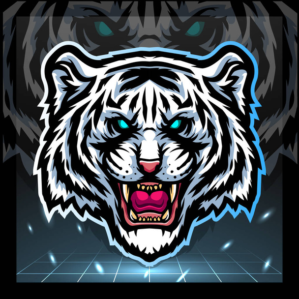 White tiger head mascot. esport logo design - Vector, Image