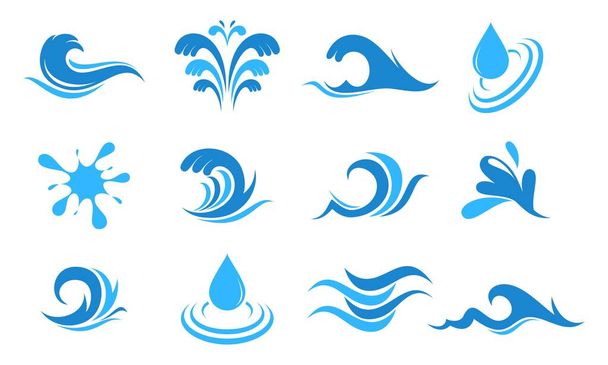 Mar ola agua set ilustración vector diseño - Vector, Imagen