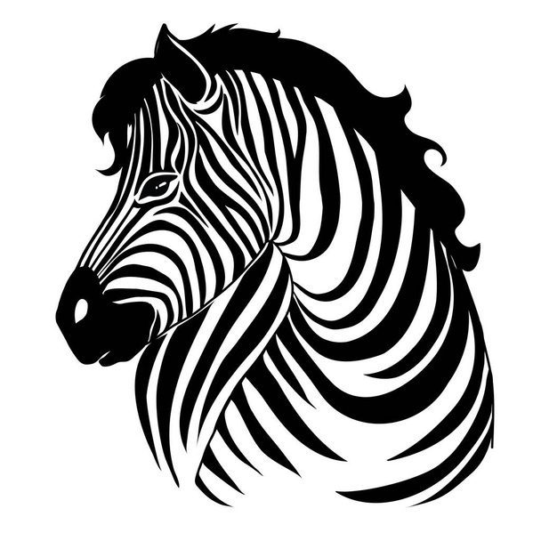 African zebra running side view outline striped silhouette animal design flat vector illustration isolated on white background - Vector, imagen