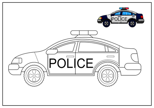 children's development tasks. coloring. police car. - Vector, Image