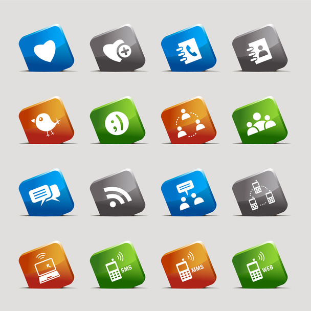 Cut Squares - Social media icons - Vector, Image