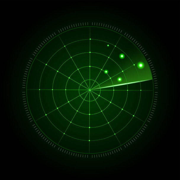 realistisches Vektor-Radar bei der Suche. Vektor - Vektor, Bild