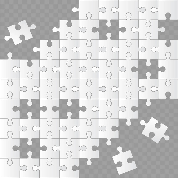 Puzzle szablon siatki z brakującymi kawałkami. Wektor - Wektor, obraz