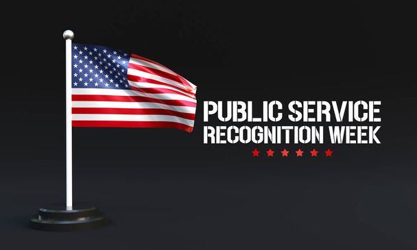 Public Service Recognition Week (PSRW) відзначається щороку в травні, на честь чоловіків і жінок, які служать країні як федеральні, державні, окружні, місцеві та племінні урядові працівники. 3D Рендерінг - Фото, зображення
